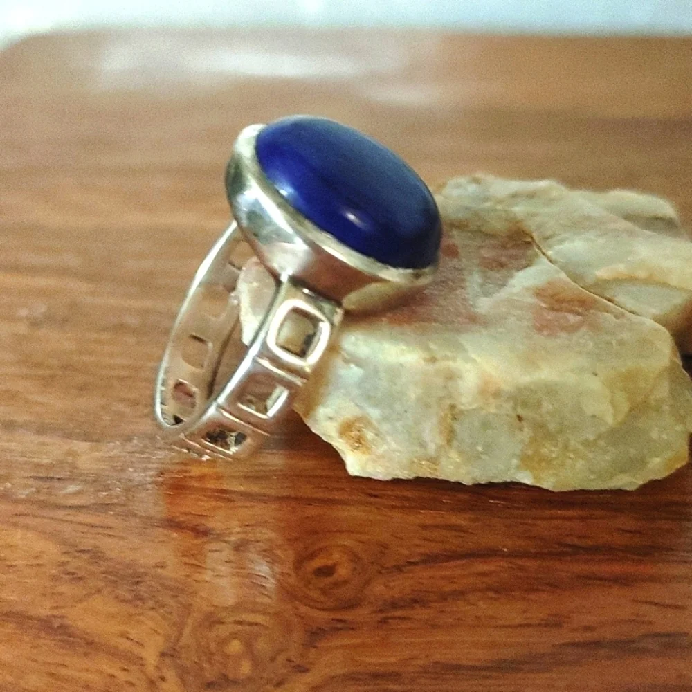 Lapis Lazuli Cabochon in Sterling Ring Size 8.75